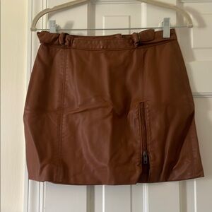 Free People Brown Leather Skirt